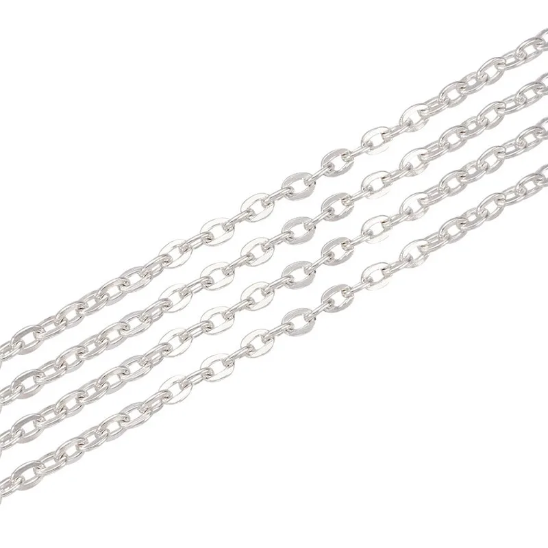 Silver 100 м/рулон несварные античные бронзовые железные поперечные цепи с катушкой без свинца Размер: цепь: Около 3 мм в длину, 2 мм в ширину, 0,5 мм в толщину - Цвет: Silver