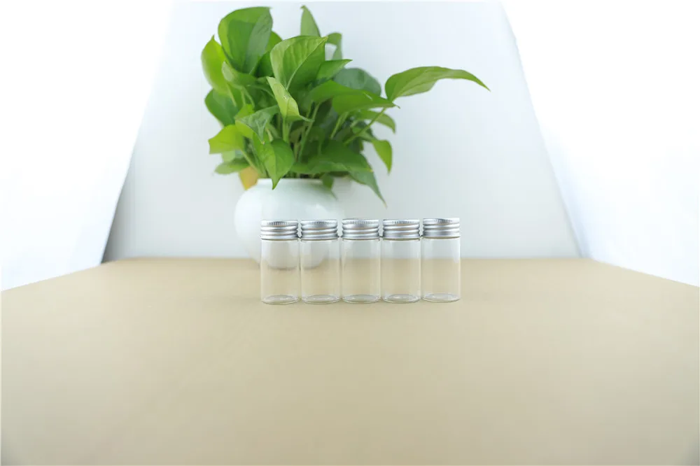 24PCS 30mm 25ml Cute Small Glass Bottles Aluminum Caps Glass Tiny Jars Vials Transparent Glass Containers Perfume Bottles (6)