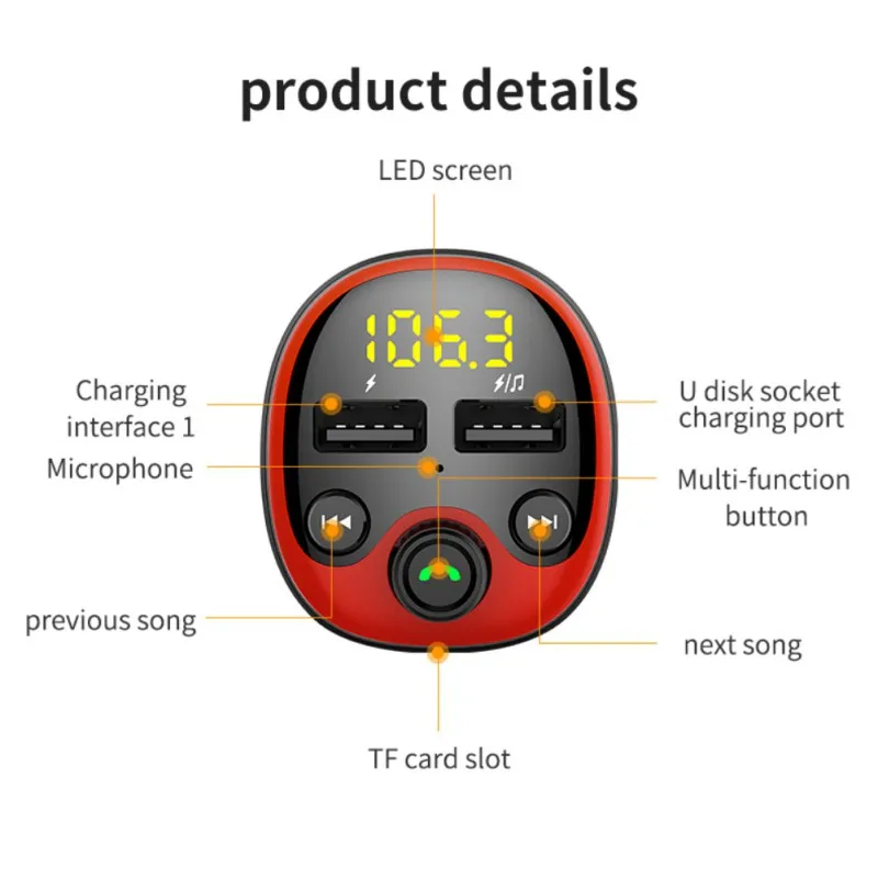 Fm-передатчик модулятор Bluetooth Handsfree автомобильный комплект MP3 аудио плеер двойной USB Автомобильное зарядное устройство