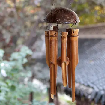 

Natural Coconut Shell Bamboo Wind Chimes Bell Garden Home Decoration Ornament Yard Garden Outdoor Living Room Decoration