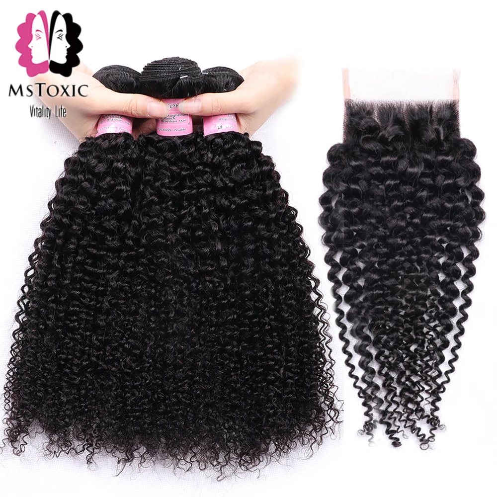 Пучки волос Mstoxic завитые с закрытыми волосами|bundles with closure|bundles closure curlybundles curly |
