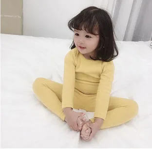yellow Комплект одежды для девочек; сезон весна-осень; детская пижама; комплект одежды для маленьких мальчиков; детская одежда для сна; пижама для девочек; комплект одежды для дома - Цвет: yellow