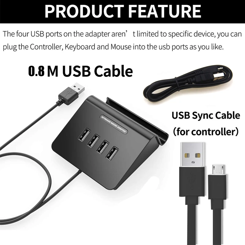 

Heroangel KMAX1 USB Game Controllers Adapter Converter Video Game Keyboard Mouse adapter for Switch/Xbox/PS4/PS3