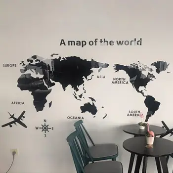 

3D Effect Acrylic World Map Removable Wall Decal Sticker Mural Home Office Decor nince