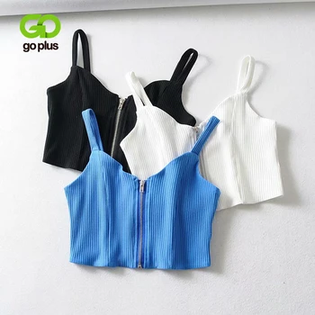 

GOPLUS Crop Top Women Summer Sexy Club Camis Blue Black White Backless Cami Tops Spaghetti Strap Haut Femme Camiseta Mujer C9810