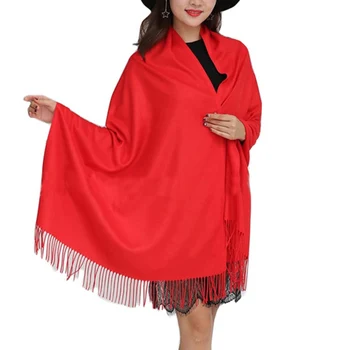 

Tassel Scarf for Women Solid Color Ladies Warm Scarves Long Muffler All-Match Shawl -MX8