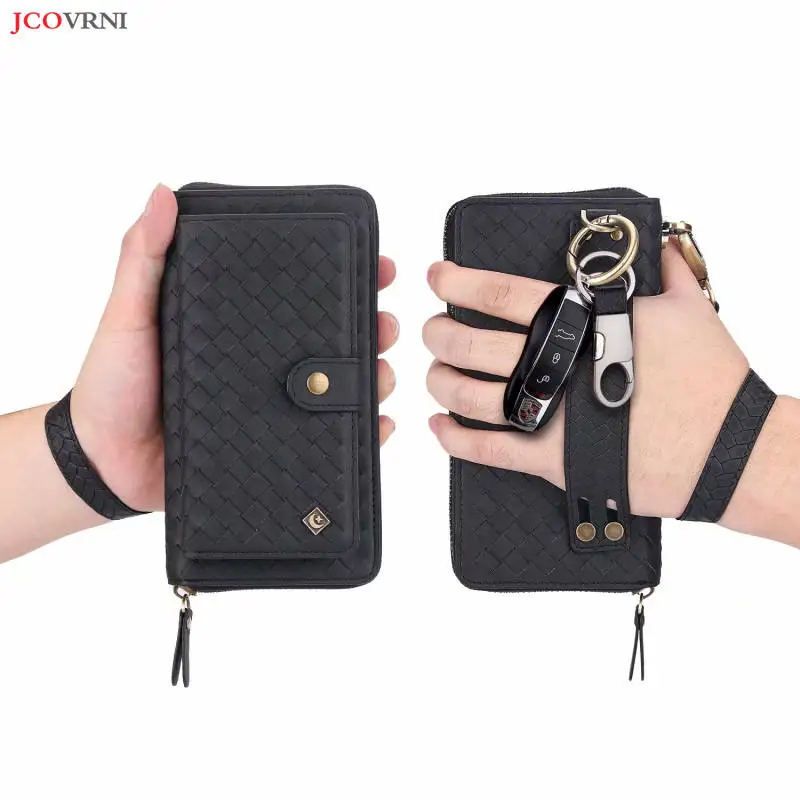 

JCOVRNIwoven bag pattern multi-function wallet holster back cover for iPhone7plus8plus xr xsmax large-capacity wallet phone case
