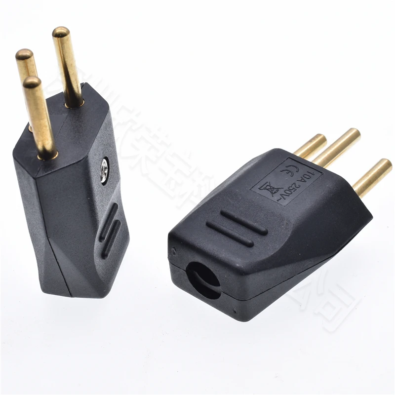 Pure Copper Power Cord Plug 250V 10A Brazil Standard Electrician Assembly Power Plug Detachable Wiring Switzerland CE Rohs Power Plug Socket