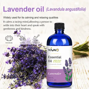 

KIUNO 150ML Lavender Essential Oil Aromatherapy 100% Pure Basic Essential Oil for Relieve Stress Organic Body Massage Relax