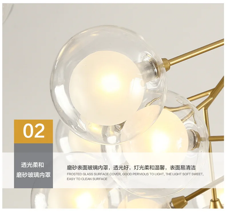 Скандинавская люстра Светлячок, современный простой стеклянный шар, светодиодный светильник для спальни, креативная крутая Люстра для