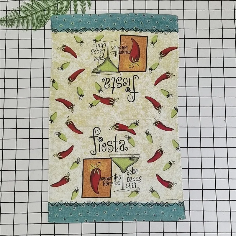 1Pc 41x64cm Cotton Tea Towel Dish Cleaning Cloth Colorful Printed Napkins Cooking Tools Kitchen Towels