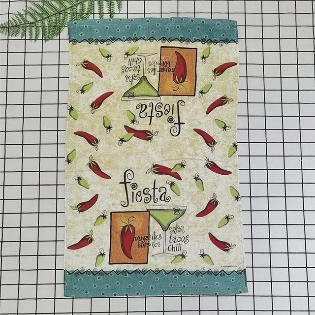 1Pc 41x64cm Cotton Tea Towel Dish Cleaning Cloth Colorful Printed Napkins Cooking Tools Kitchen Towels Style 5
