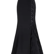 Women' Skirt Victorian Style High Stretchy Nylon-Cotton Ruffled Fishtail Fashion high waist ladies Mermaid Skirt
