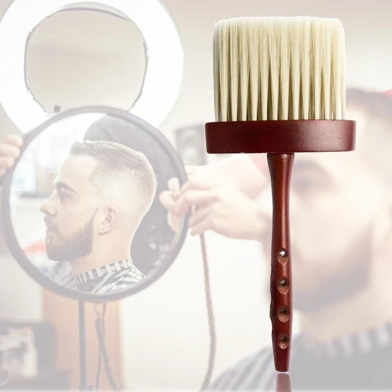 

Fashion Professional Barber Neck Face Duster Clean Hair Brush Hairdresser Salon Wooden Handle Styling Tools
