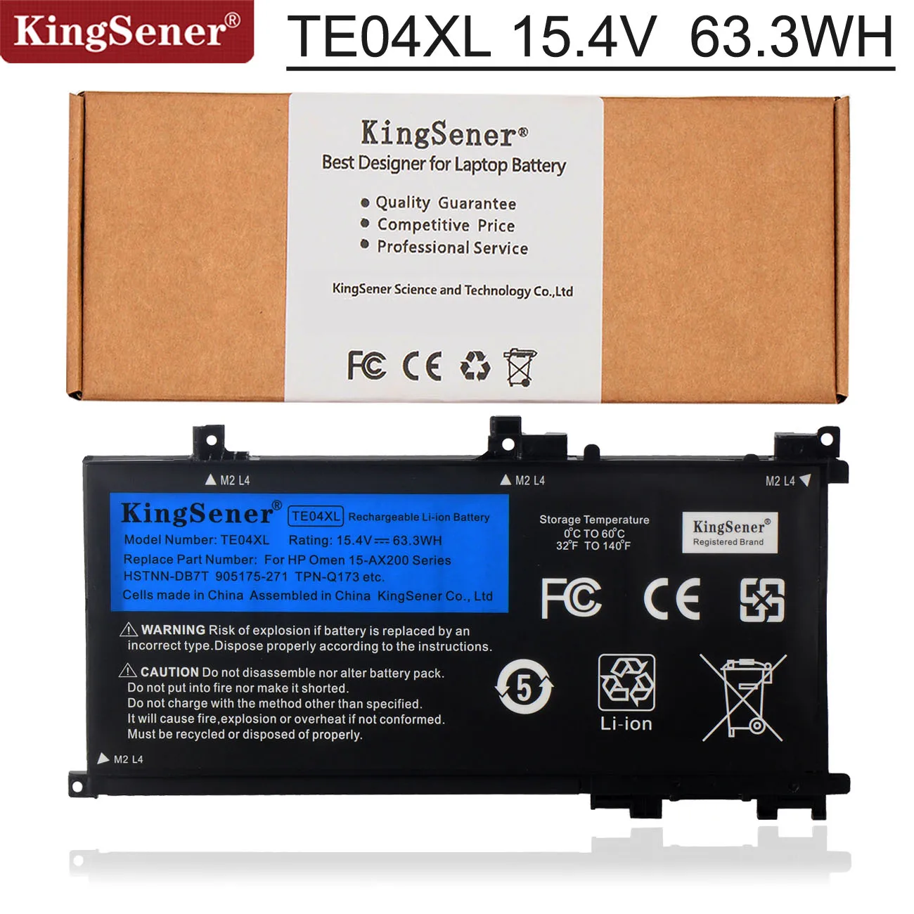 Аккумулятор Kingsener TE04XL для ноутбука HP OMEN 15-AX200 15- AX218TX 15-AX210TX 15-AX235NF 15-AX202N 15-BC200 HSTNN-DB7T
