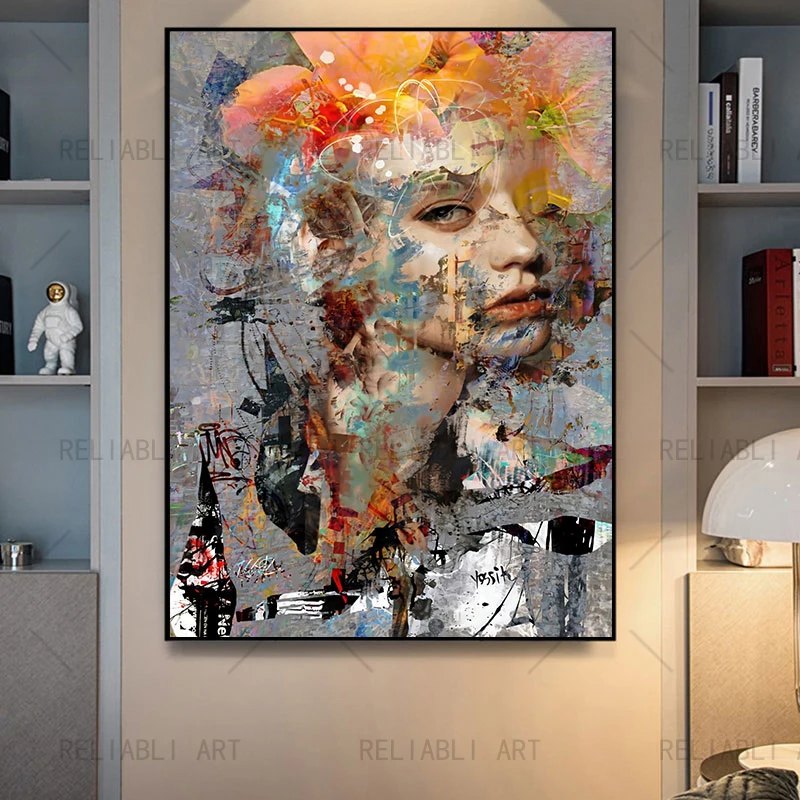 Abstract Women Modern Art Painting on Canvas Posters and Prints Beauty Girls Face Wall Art for Living Room Home Decor Cuadros