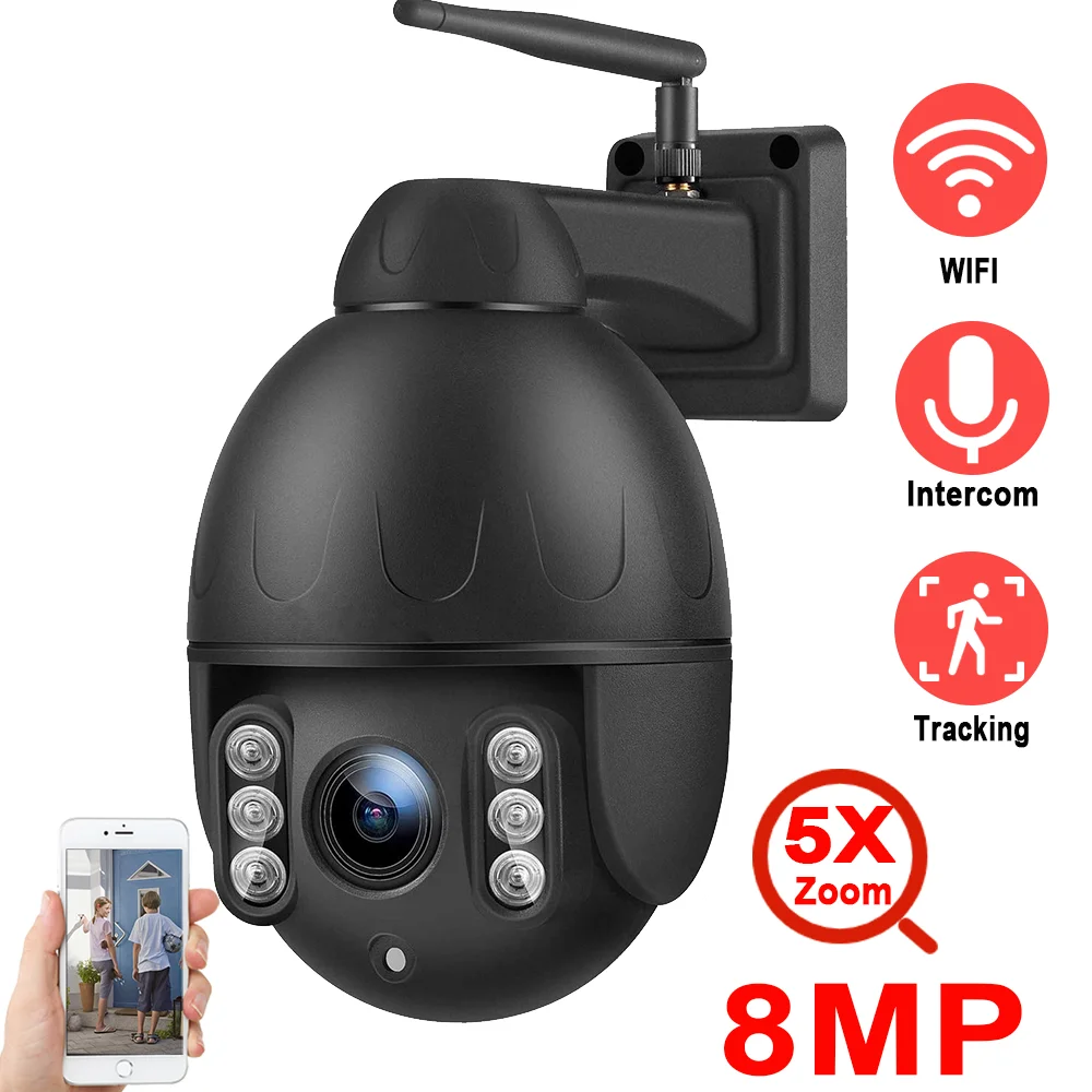 WIFI 4K 8MP 5MP Human Tracking PTZ 5X Optical Zoom TF Card Slot Two Way Intercom Sony IMX415 IMX335 CamHi Home Security Camera best wireless security camera