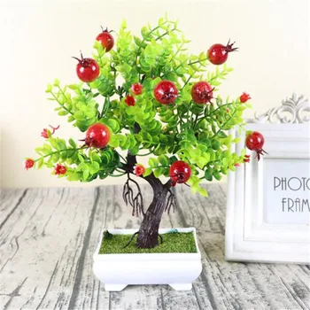 

Artificial Guava Fruit Plant Bonsai in Vase Pot Arrangement Set Wedding Home Decor Red Green PH015