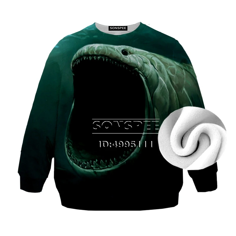 10 SONSPEE Fishing Fish Bird Eagle 3D Print Fleece Thick Casual Sweatshirt hoodies Boy Girl Kid Children Clothing Long Sleeve - Цвет: 10