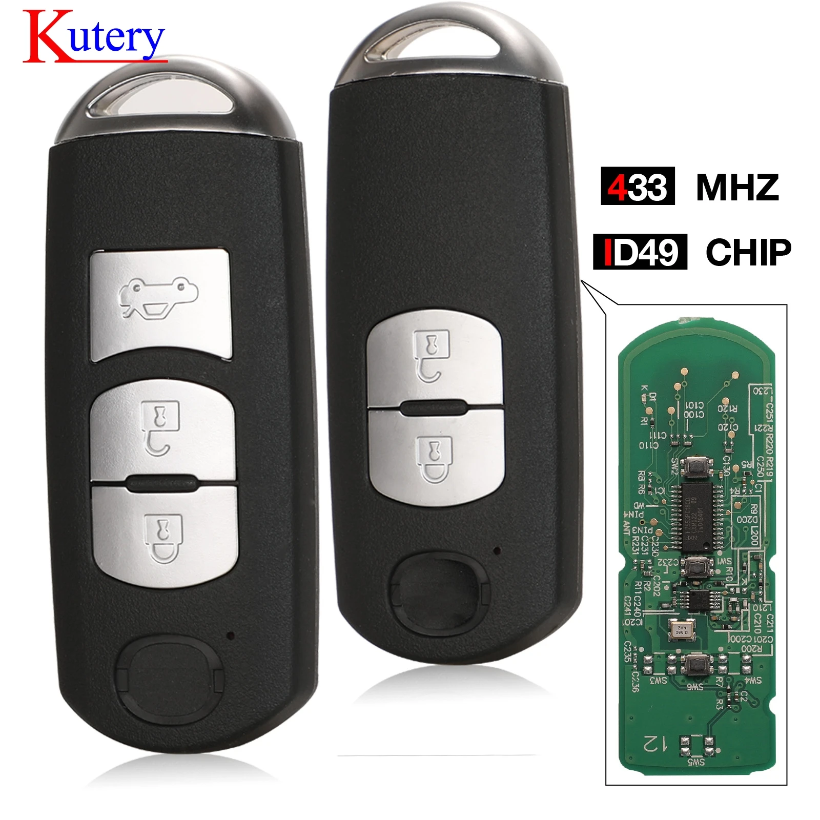 Kutery 433 МГц ID49 2/3 кнопки умный ключ подходит для MAZDA CX-3 CX-5 Axela Atenza модель SKE13E-01 SKE13E-02