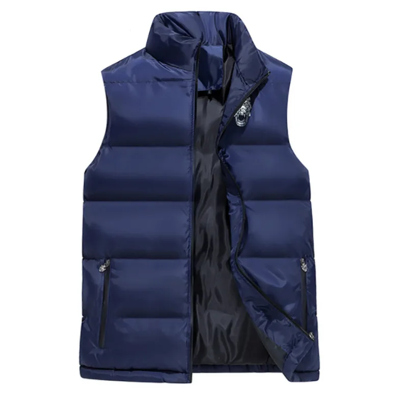 

2019 New Men's Sleeveless Cotton Jacket Winter Warm Solid Vest Jacket For Men Casual Slim Fashion Male Jackets Plus Size M-6XL
