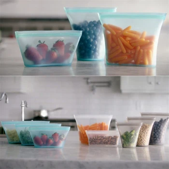 

2/3/8 PCS Silicone Food Storage Containers Set Fresh Bowl Cup Bag Reusable Stand Up Zips Shut Bag Fruit Cup With Sealing fixture