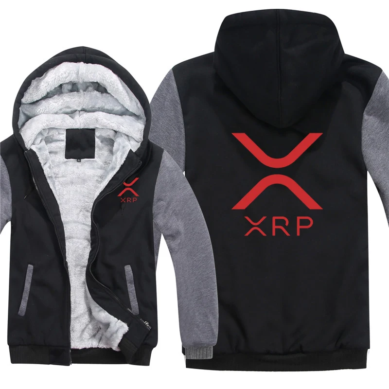 Ripple XRP Cryptocurrency Sweatshirts Men Cool Winter Thicken Wool Liner Crypto Hoodies Pullover 4