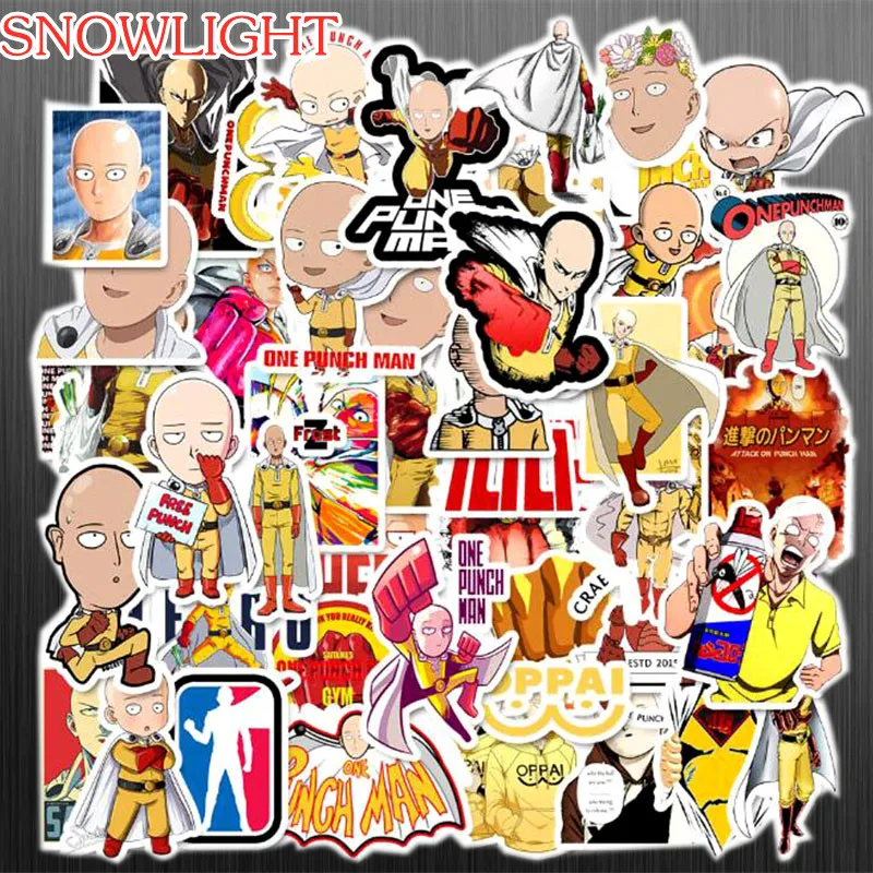 50PCS ONE PUNCH-MAN Stickers For Snowboard Laptop Luggage Car Fridge DIY Styling Vinyl Decor Pegatina Bald Head Kid Toy