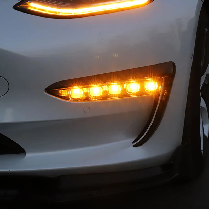 US $199.13 FCXvenle car Accessories for Tesla Model 3 2019 2020 LED Daytime Running Light Front Fog Light Flowing Turn Signal Assembly
