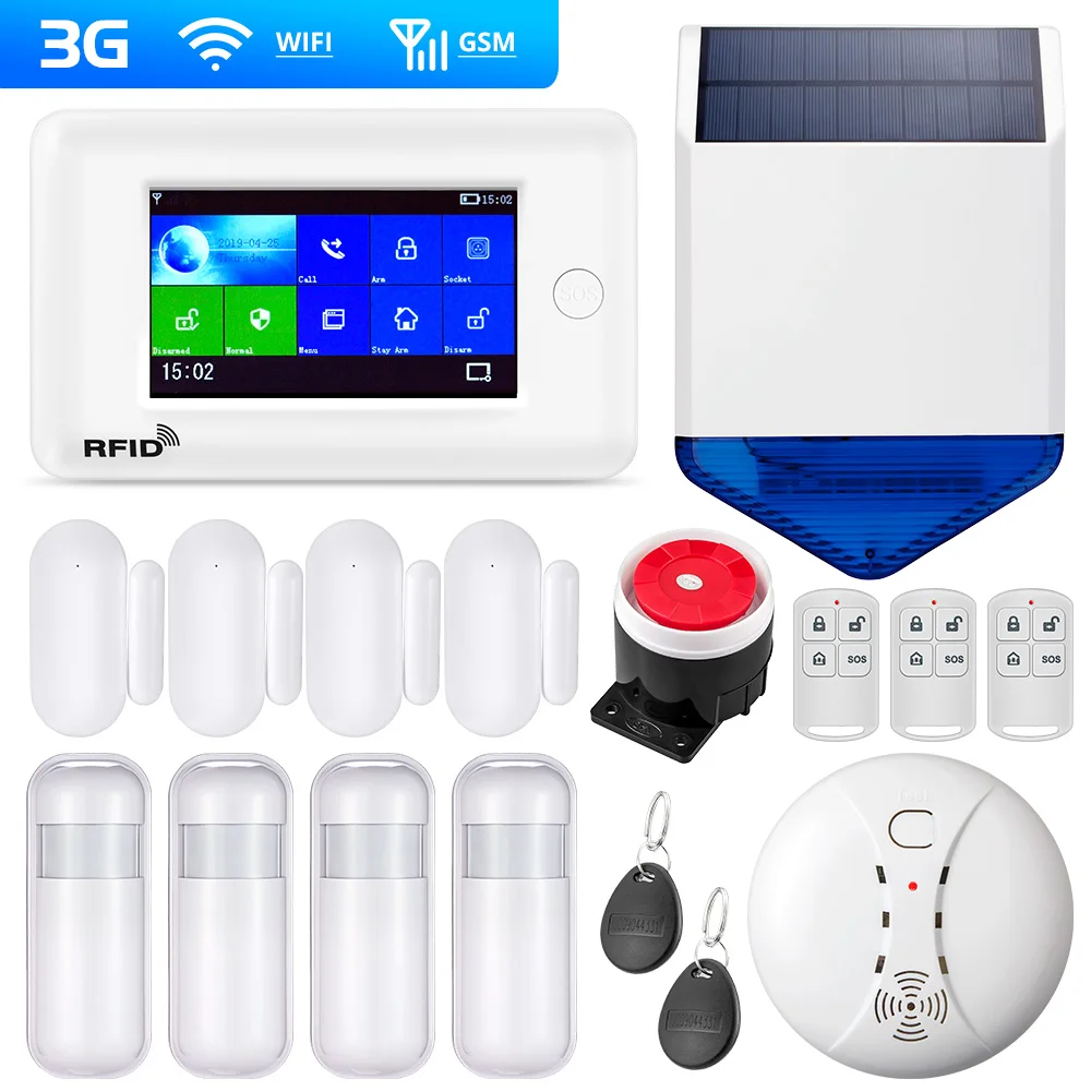Fuers WIFI 2G 3G Smart Alarm System Home Security Anti Theft System 4.3 inch Color Screen APP Remote Control PIR Motion Sensor