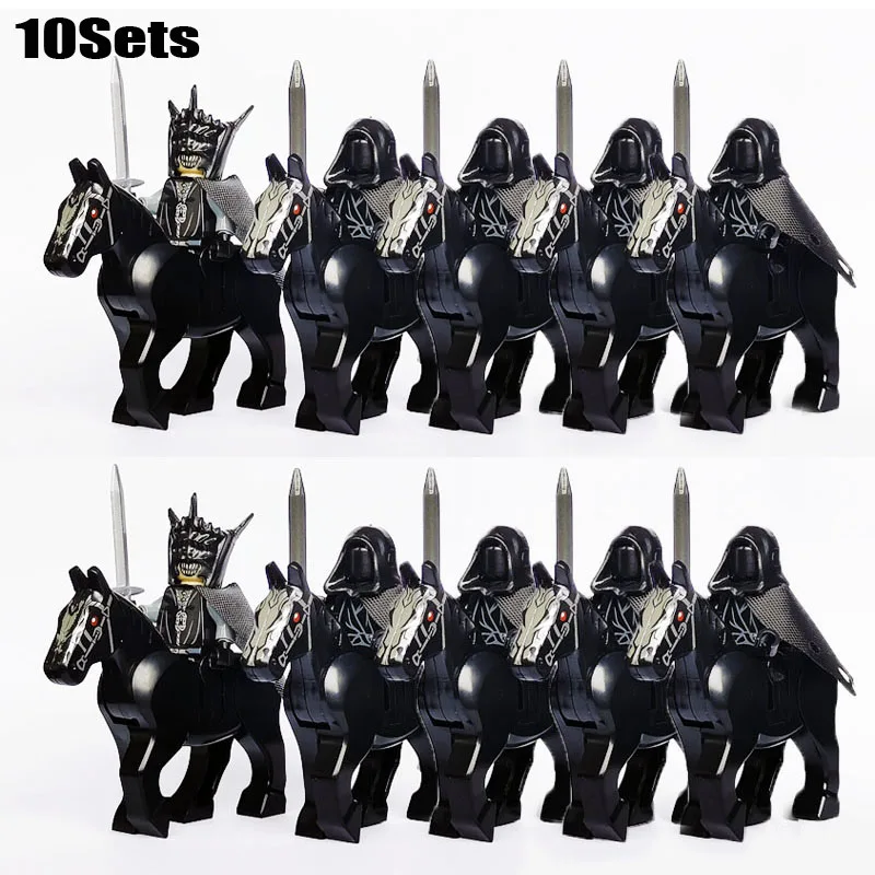 New 10sets Middle Medieval Castle Knights Dark Sauron Battle Five Armies with Sword Rohan Warror horse blocks kids toys | Игрушки и