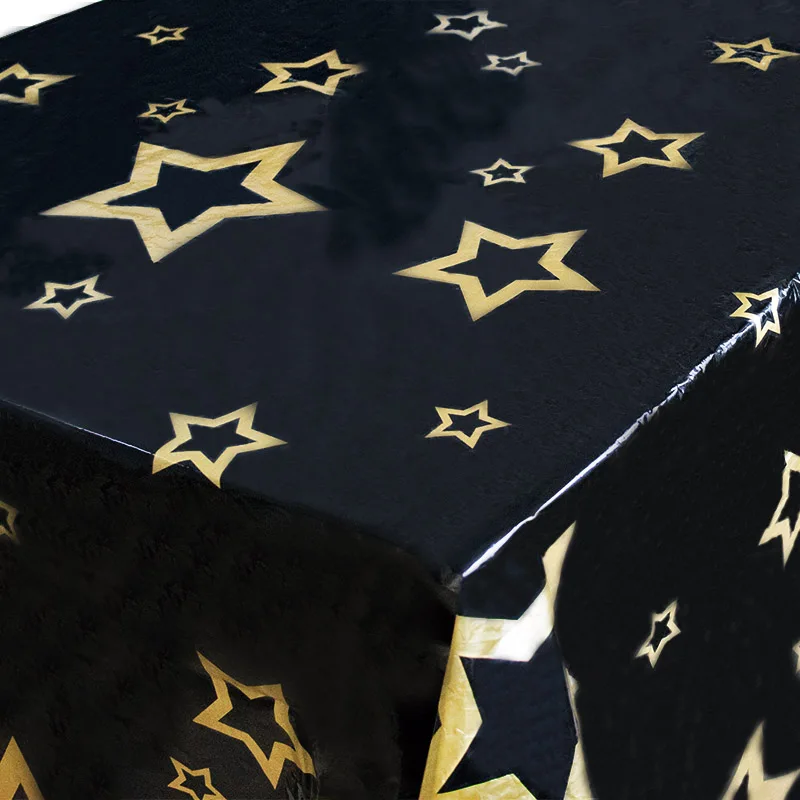 120*180 см золотая звезда черный PE одноразовые пластиковые скатерти посуда для вечеринки в честь Дня Рождения покрытие стола Рождество год