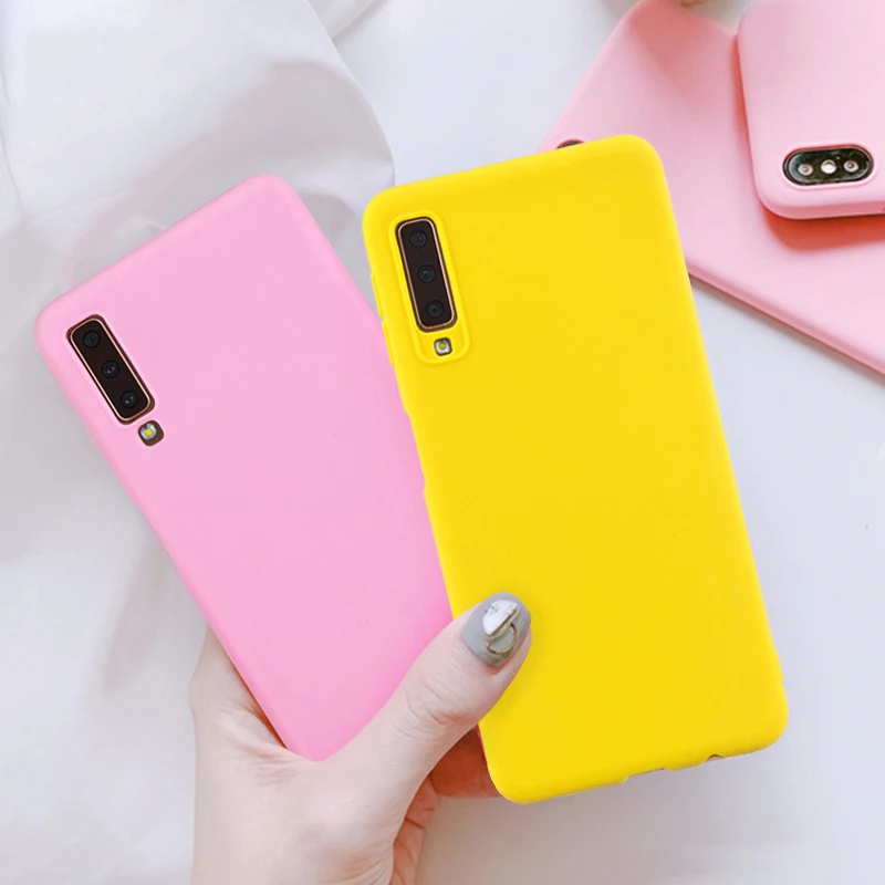 Силиконовый чехол для Samsung Galaxy A7 2018 чехлы A6 A8 Plus A9 мягкий ТПУ матовый телефона