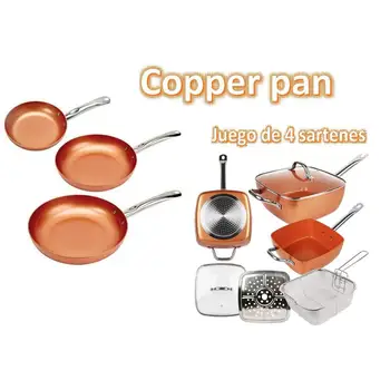 

4's GAME PANS with 3 COLOR tops copper nonstick fit OVEN microwave