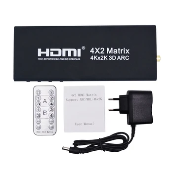 

4x2 HDMI Matrix HDMI Switch Switcher HDMI Splitter Support ARC 4Kx2K Splitter Hub Box For PS3 For Xbox 360 EU Plug Type