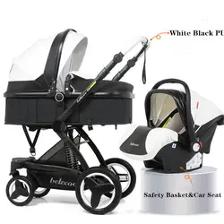 Belecoo/детская коляска 3 в 1 с автокреслом, полиуретановая коляска с высоким пейзажем, коляска для новорожденных, коляска для путешествий