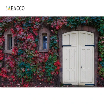 

Laeacco White Door Yard Creeper Leaves Countryside Photography Backgrounds Customized Photographic Backdrops For Photo Studio