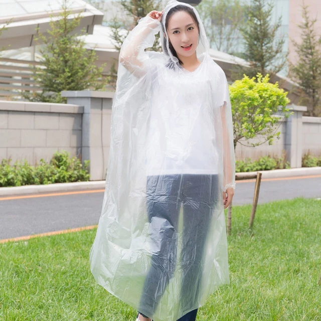 Chubasquero transparente con capucha impermeable a prueba de