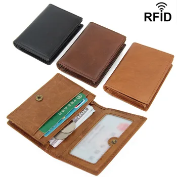 

New Women Men Wallet Genuine Leather Credit Card Holder ID Card Wallet RFID Card Package Coin Purse Hold 20 Cards