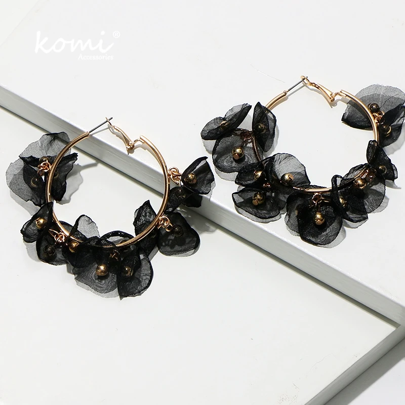 KOMi ZA модные круглые серьги с цветами для женщин и девочек, Разноцветные серьги для свадебной вечеринки, ювелирные изделия, подарок H0128