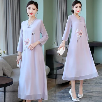 

2020 vintage elegant split cheongsam arrival women's satin dress qipao sexy party dress mujer vestidos chinese dress