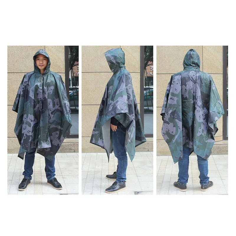 Multifunctional Military Cold Camouflage Raincoat Waterproof Raincoat Men'S And Women'S Camping Fishing Motorcycle Awning