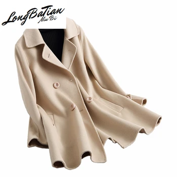

Women 2020 Winter Jacket Real Wool Coat Female Elegant Fashion Warm Lamb Fur Coats Outerwear Abrigo Mujer 99109LW371