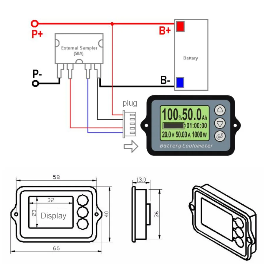 TK15H DC8-120V 50A Battery Coulometer Professional Precision Digital Battery Capacity Tester for LiFePo Coulomb Counter Meter 6