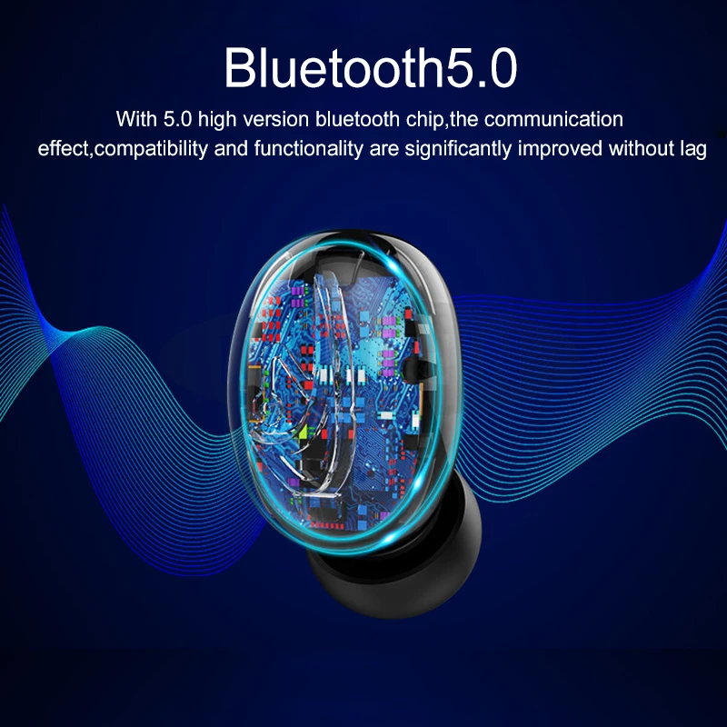 Беспроводные наушники Bluetooth 5,0, мини 3D стерео светодиодный дисплей, TWS наушники, авто сопряжение, гарнитура, спортивные водонепроницаемые наушники с микрофоном