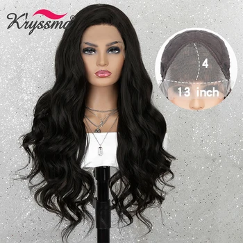 

Kryssma Long Wavy Synthetic Wigs For 13*4 Natural Black Lace Front Wig Women Cosplay Wigs Heat Resistant Fiber African American