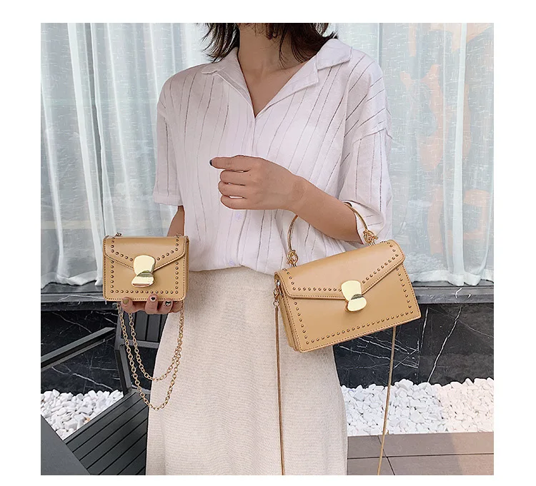 

New bag on the new girl 2019 new(large and small) oblique satchel chain air fashion handheld small bag