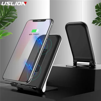 

USLION QI 10W Wireless Fast Charger Phone Charger Dual Coil Magnetic Field Induction Led indicator Wireless Phone Charger
