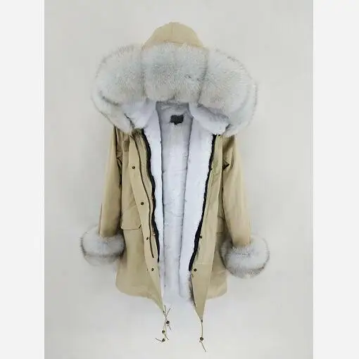 Maomaokong/Новинка года; модная женская зимняя длинная куртка; теплый воротник из лисьего меха с подкладкой из искусственного меха; пальто из натурального меха; уличная одежда - Цвет: 26