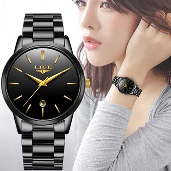 

LIGE Women Watches Ladies Top Brand Luxury Stainless Steel Calendar Sport Quartz Watch Women Waterproof Watch Relogio Feminino